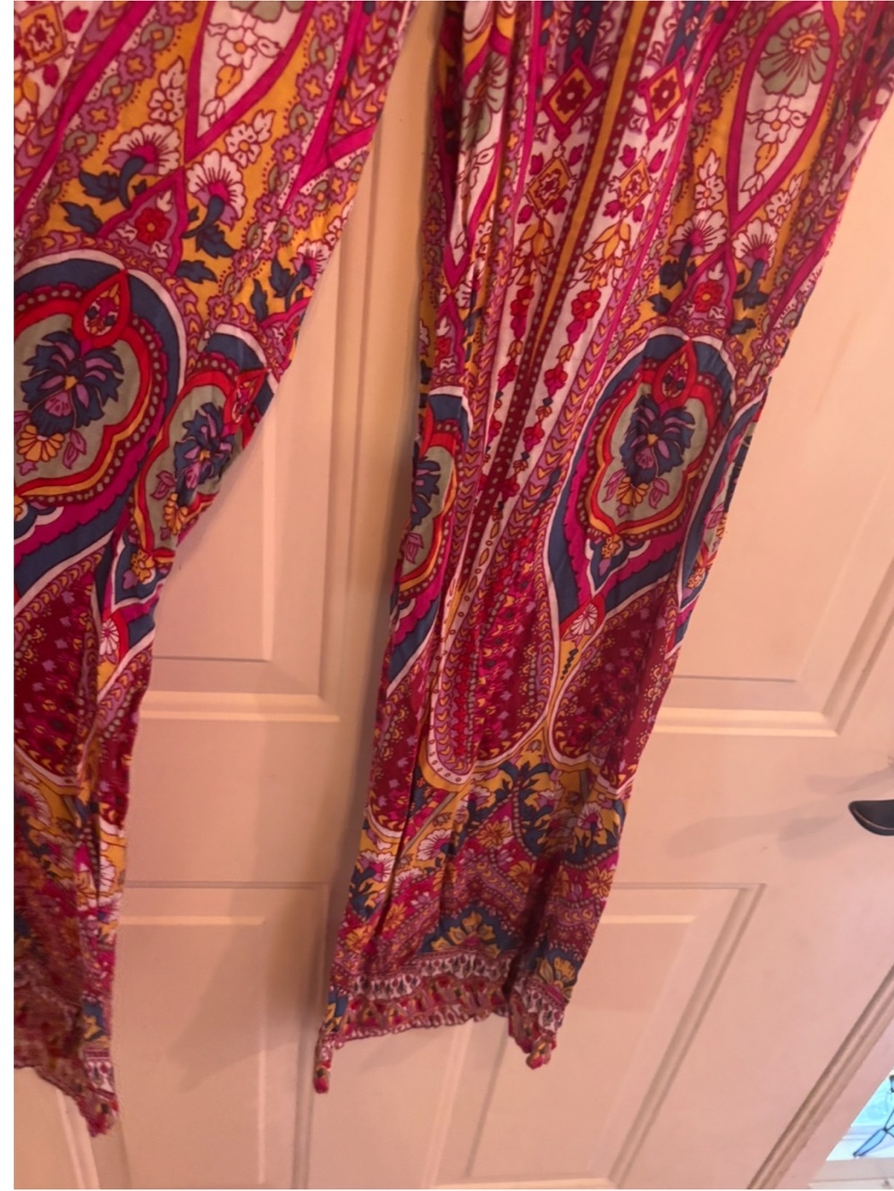 Billabong Boho Wide-Leg Printed Pants - Pink and Red - Picture 3 of 5